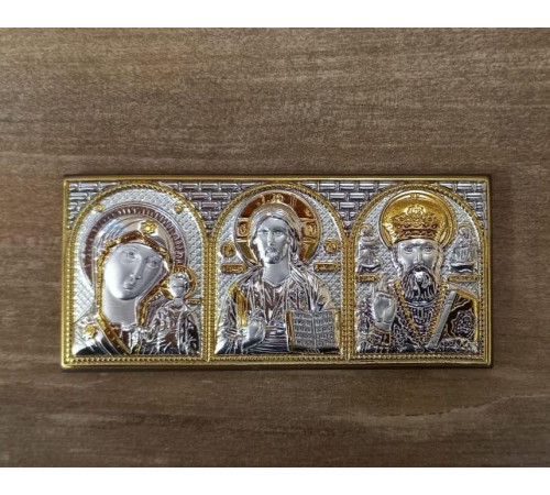 Серебряная иконка в машину. 10 см. х 4,5 см.